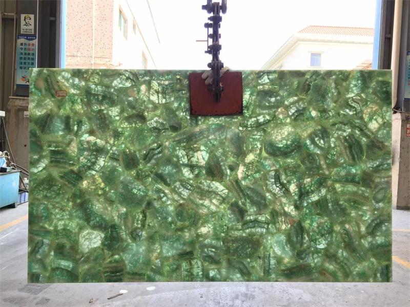 ألواح رخام كونترتوب من الفلوريت الأخضر الطبيعي حجر شبه كريم
