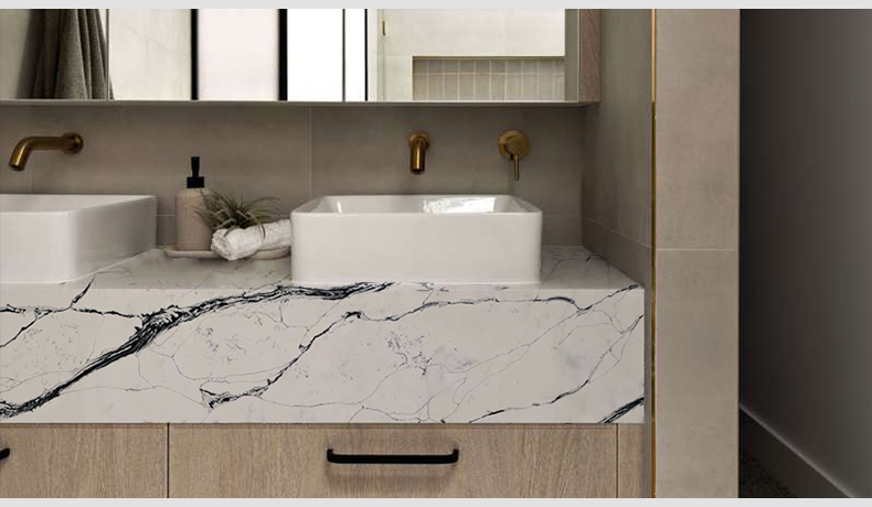 5087 River Black Quartz Calacatta Slab Factory Direct Sales