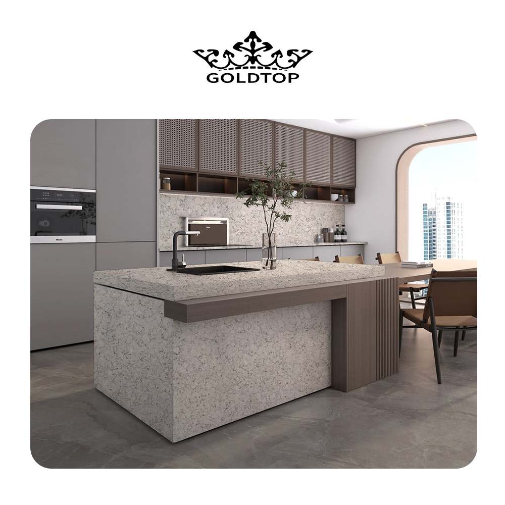 4012 River Crema Marble Quartz Slab