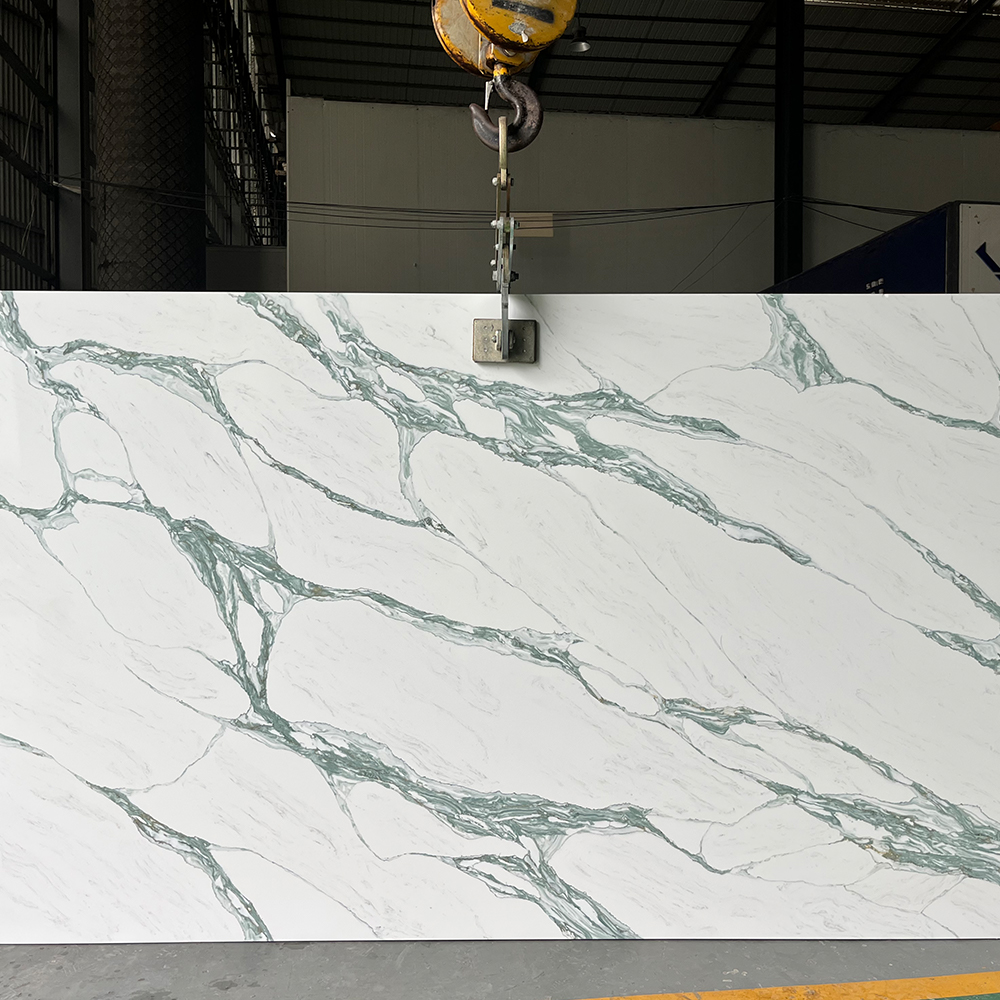 5006 Calacatta Emerald Grey Quartz Slab For Countertops