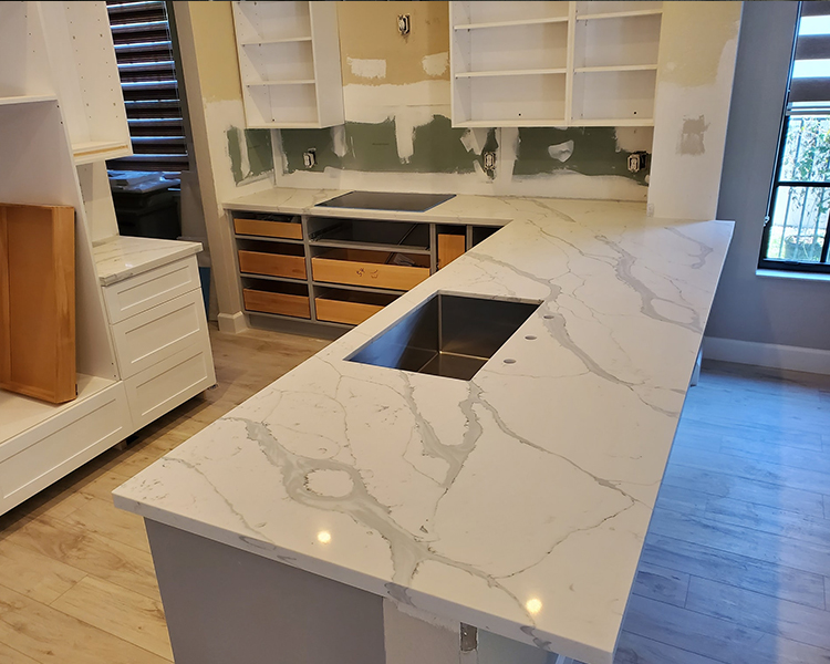 5077 Calacatta Vagli Artificial Quartz Kitchen White Countertop