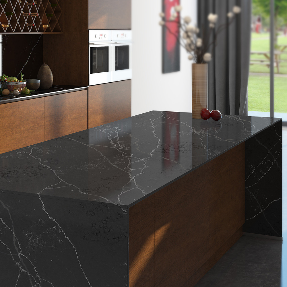 5039 Laurent Calacatta Black Quartz Countertops