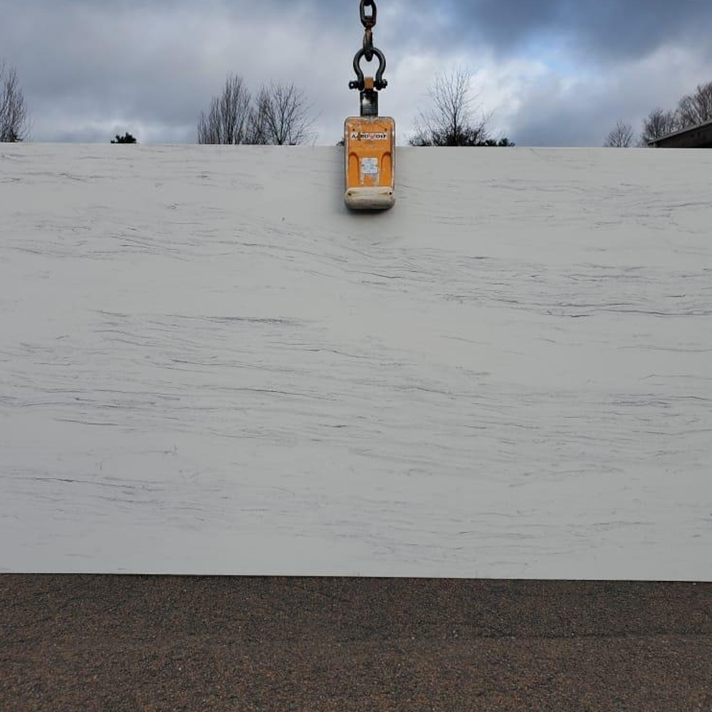 5022 Sphere Calacatta Series Quartz White Countertop With Gray Stripes