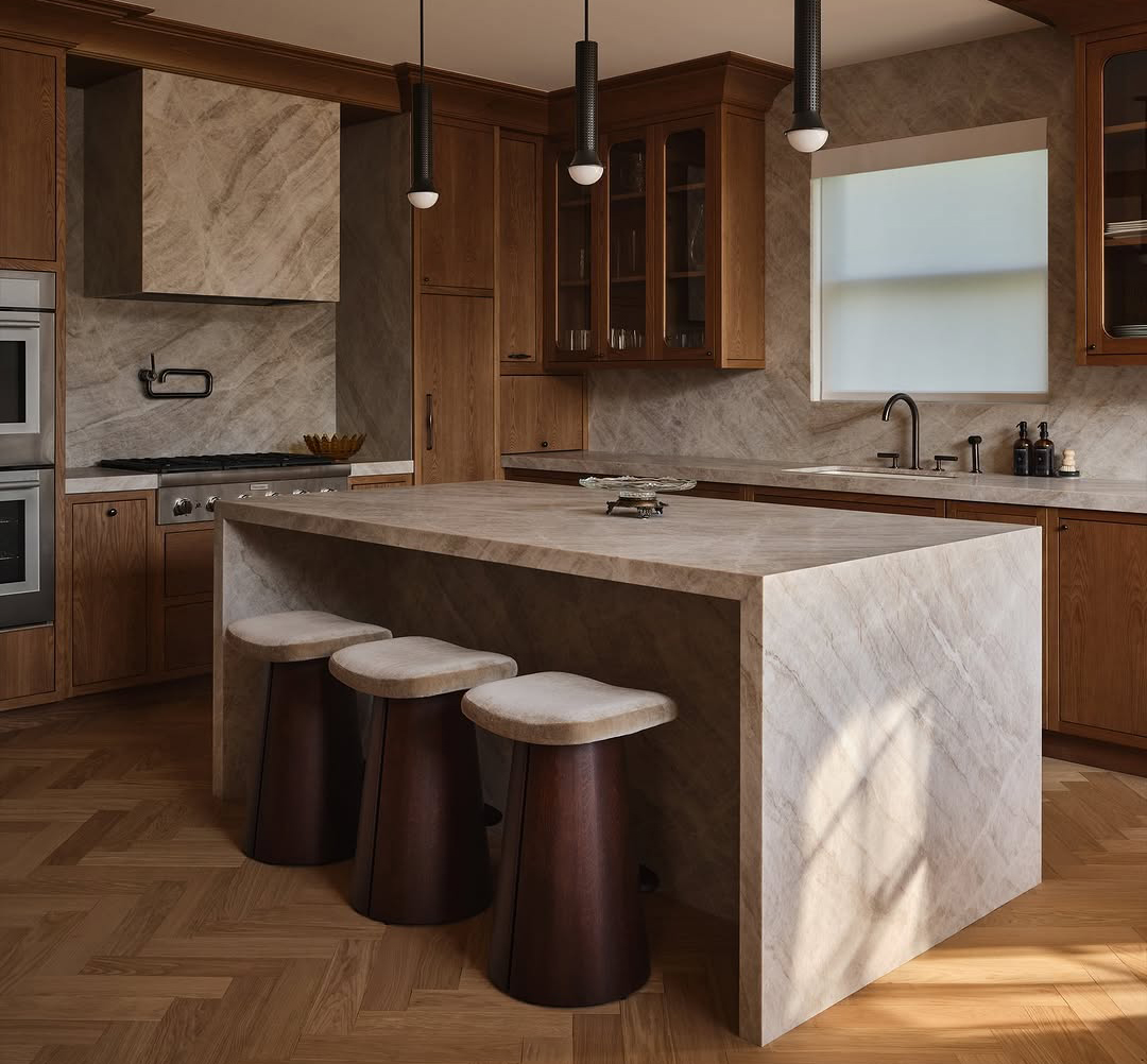 Taj Mahal quartzite countertops kitchen design