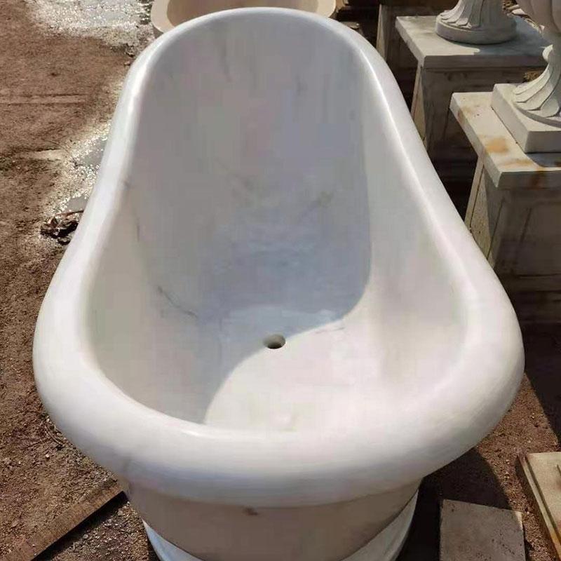 Cultured Freestanding Calacatta White Marble Bathtub