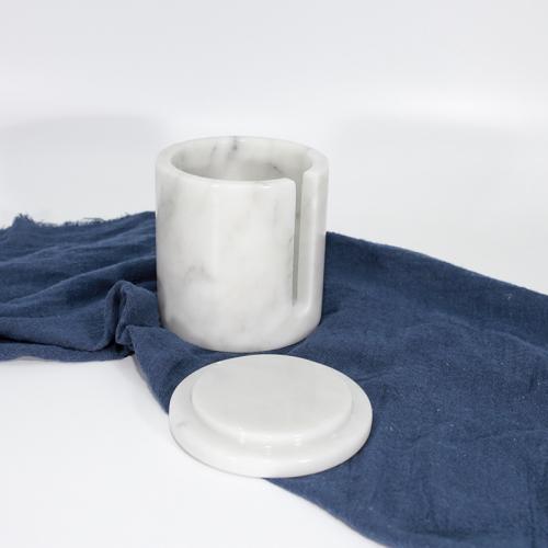 7-character round white marble cup