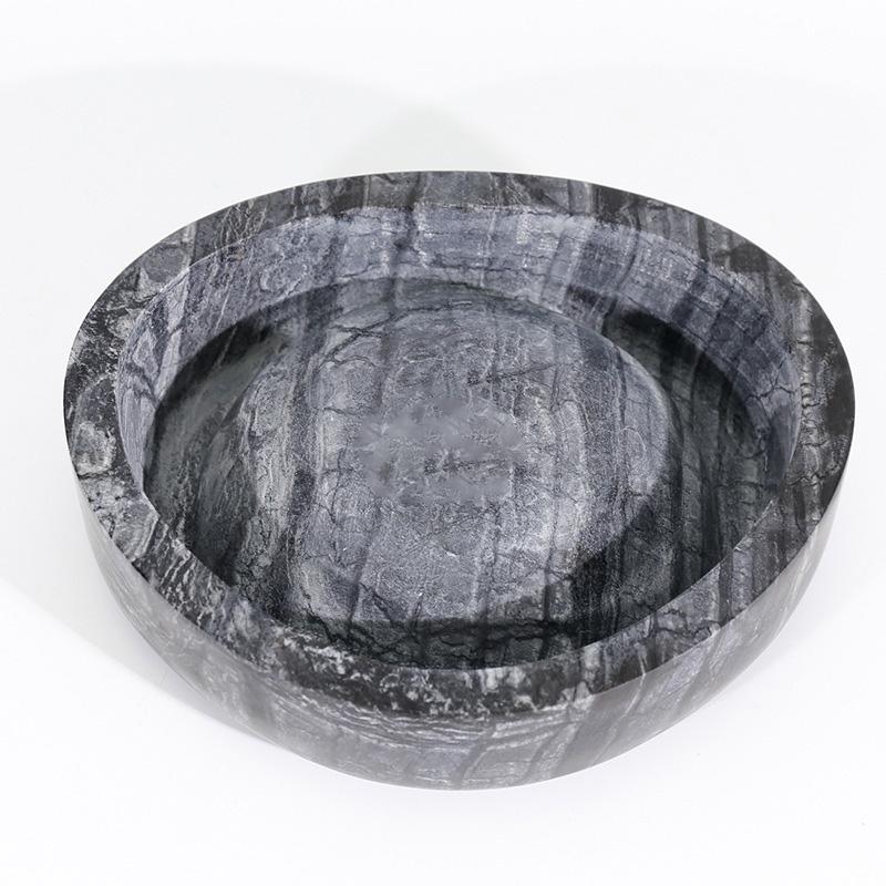 Ancient wood grain marble dog bowl