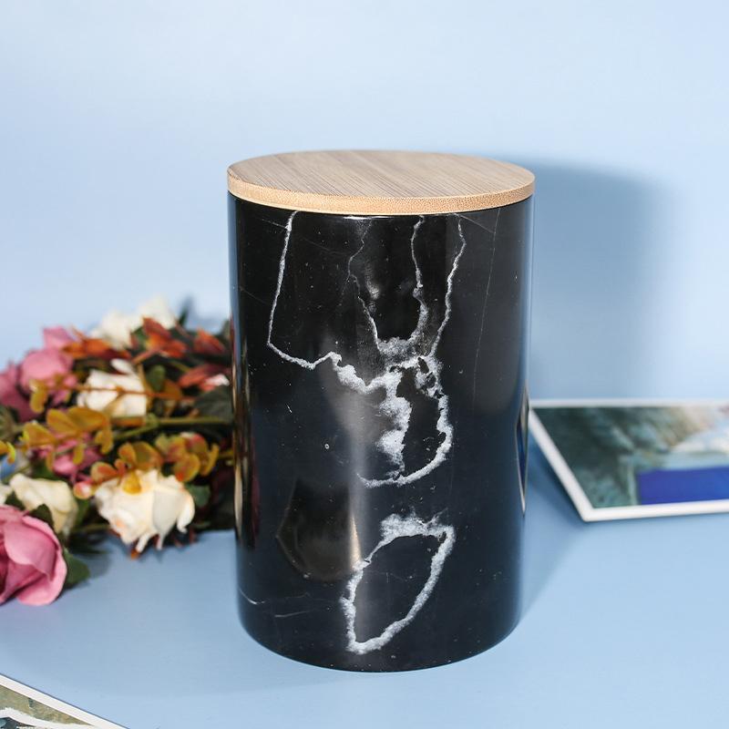 Black marble candle jar