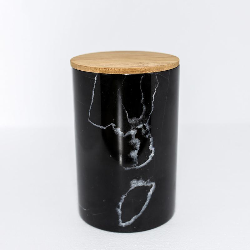 Black marble candle jar