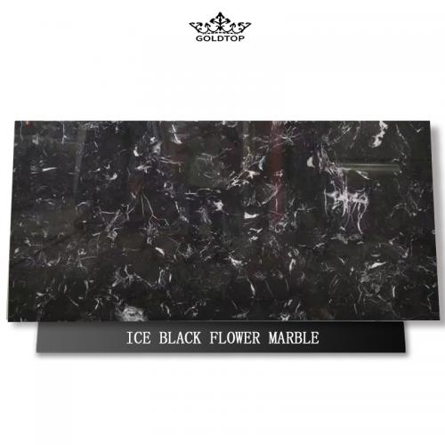 Ice black flower marble slab