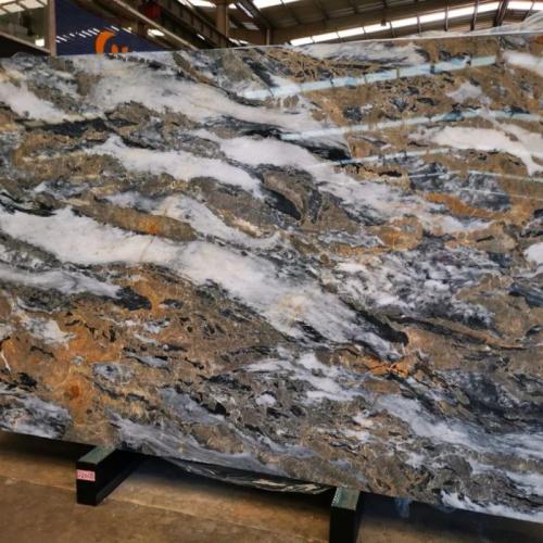 Shimmering gold appears marble